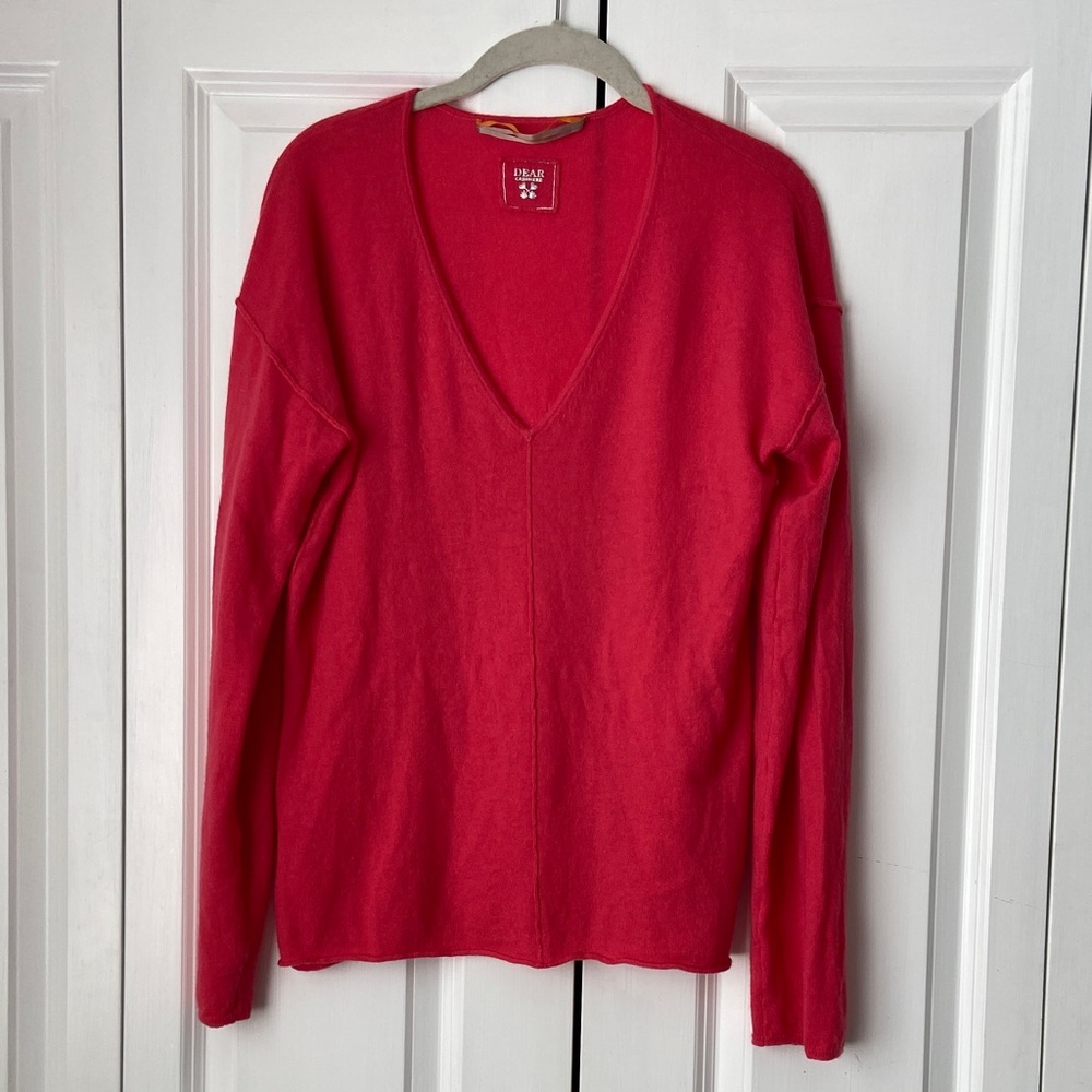 Dear Cashmere Hot Pink V-Neck Sweater